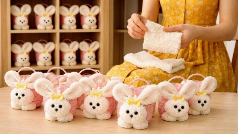 Une idée toute simple pour transformer vos chutes de tissu en adorables lapins de Pâques…