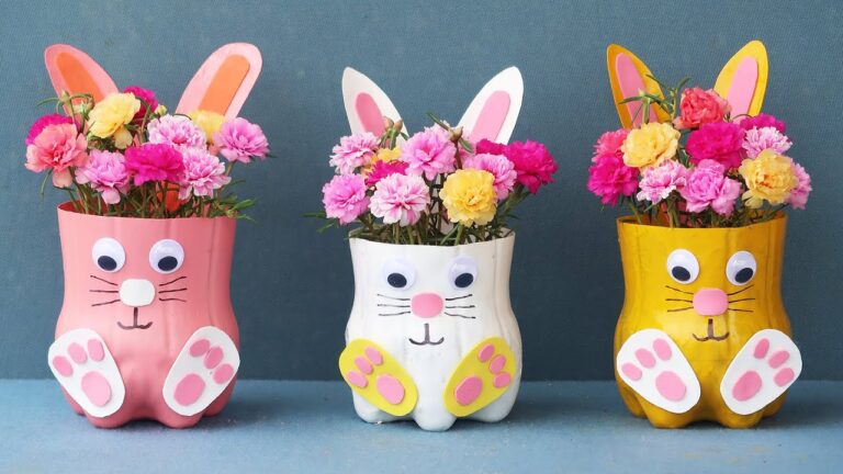 5 idées créatives de pots de fleurs en forme de lapin à réaliser avec des bouteilles recyclées