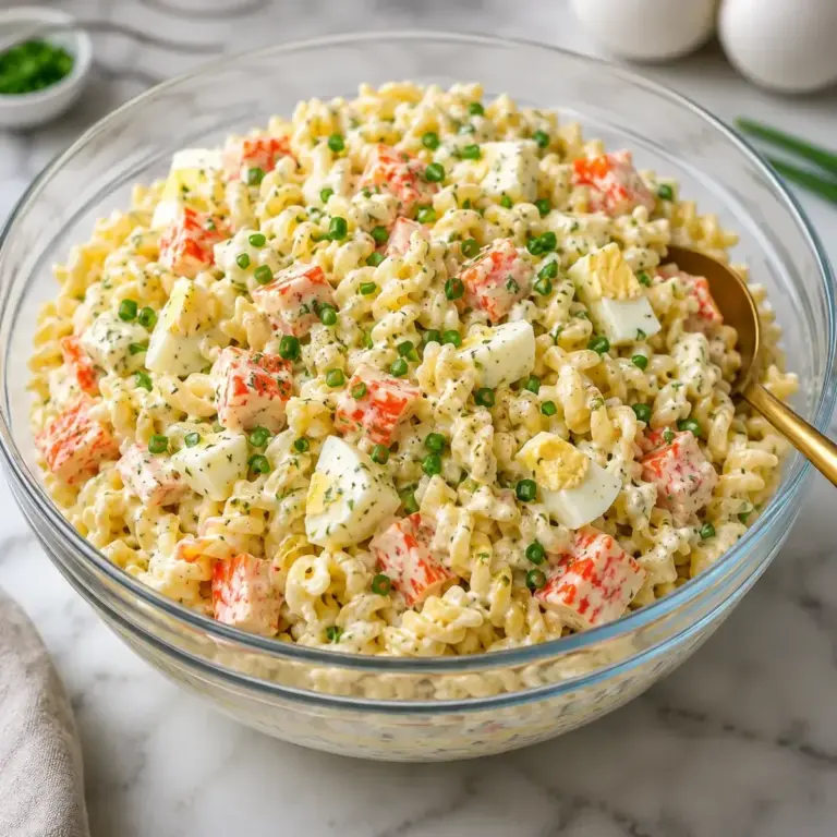 Salade de pâtes au surimi et aux œufs : la recette crémeuse idéale