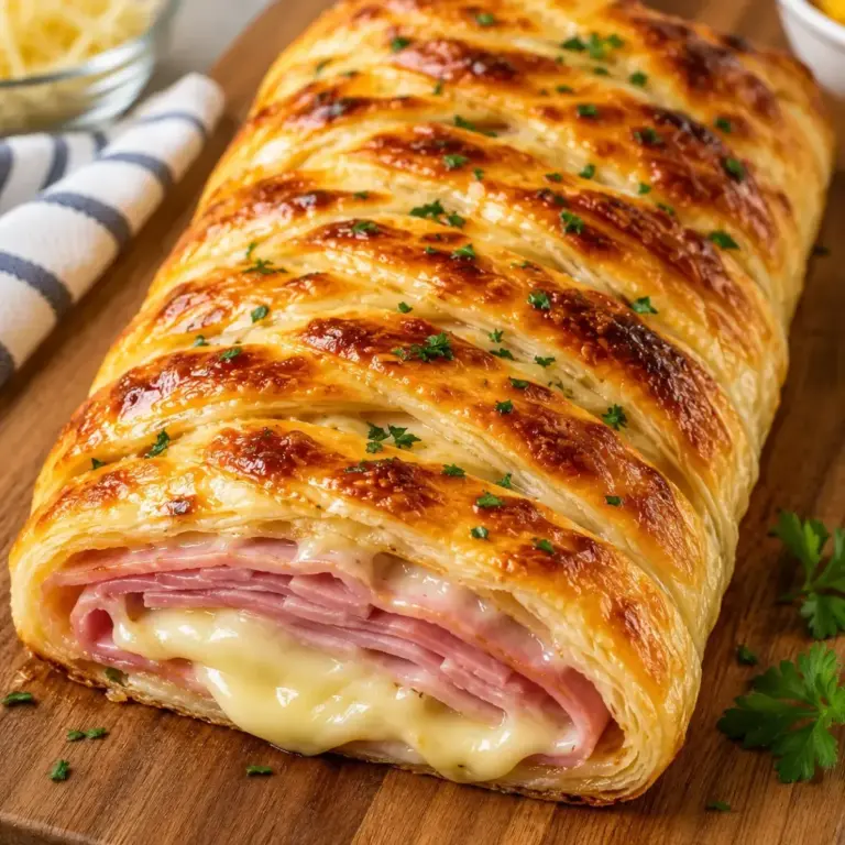 Tresse feuilletée au jambon, fromage et béchamel : la recette parfaite